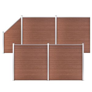 vidaXL Ensemble de cl&ocirc;ture WPC 4 Carr&eacute; + 1 Inclin&eacute; 792 x 186 cm Marron