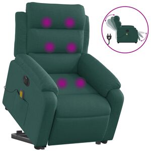 vidaXL Fauteuil inclinable de massage &eacute;lectrique Vert fonc&eacute; Tissu