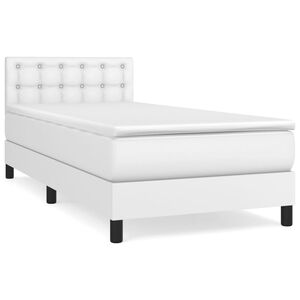 vidaXL Sommier &agrave; lattes de lit avec matelas Blanc 100x200cm Similicuir