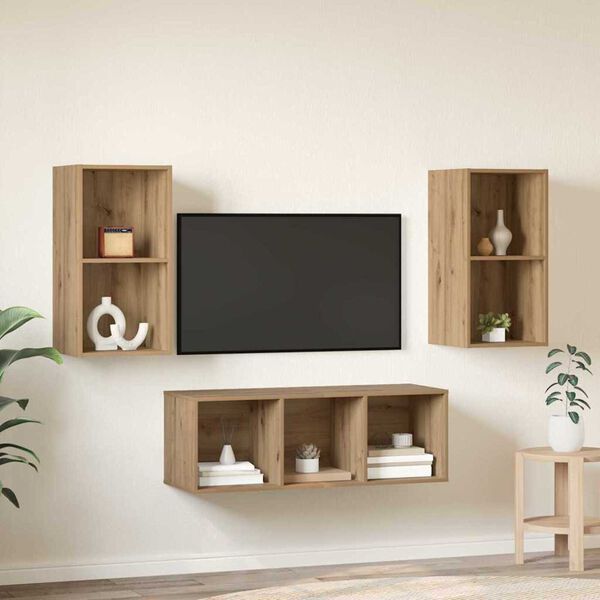 vidaXL Ensemble meuble TV 3 pcs Chêne artisanal Bois d'ingénierie