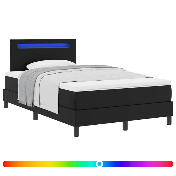 vidaXL Lit &agrave; ressorts avec matelas Noir 120 x 200 cm Simili cuir