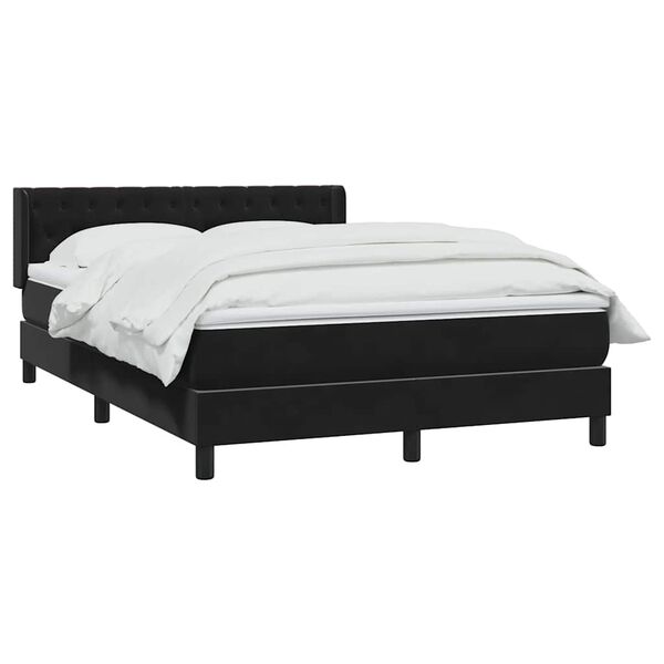vidaXL Sommier &agrave; lattes de lit avec matelas noir 160x220 cm velours