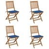 vidaXL Chaises pliables de jardin lot de 4 avec coussins Bois d'acacia