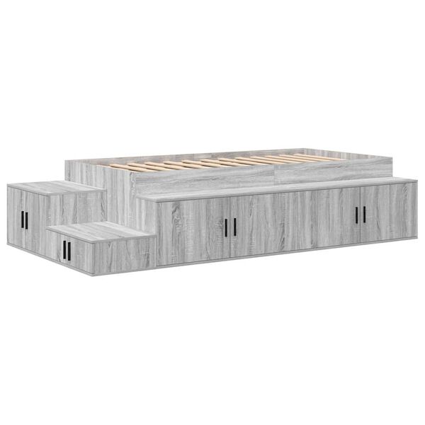 vidaXL Cadre de lit avec rangement Sonoma gris 234 x 103 x 53.5 cm
