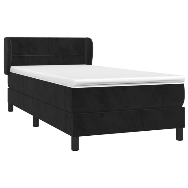 vidaXL Sommier &agrave; lattes de lit avec matelas Noir 90x190 cm Velours