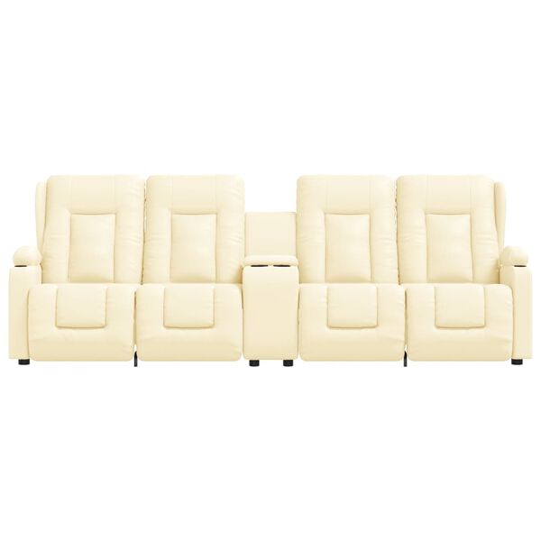 vidaXL Fauteuil inclinable et porte-gobelets 4 places crème similicuir