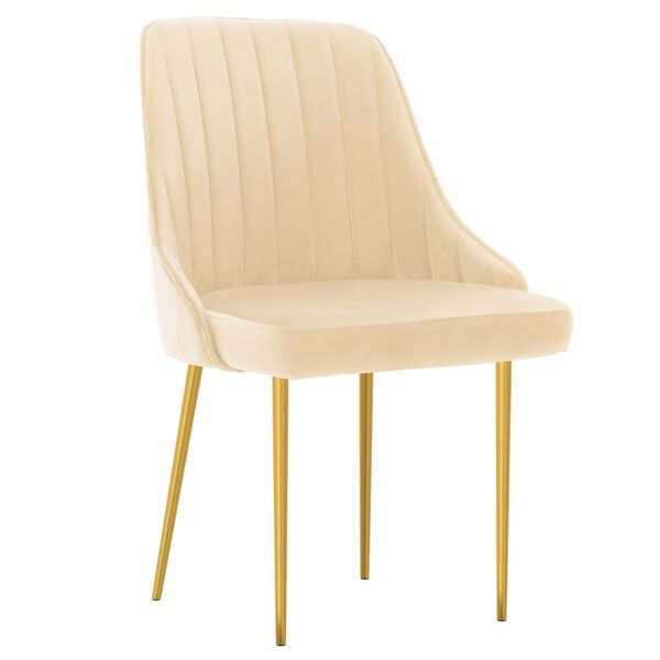 vidaXL Chaises &agrave; manger lot de 4 cr&egrave;me velours