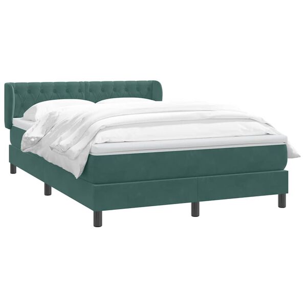vidaXL Sommier &agrave; lattes de lit et matelas vert fonc&eacute; 140x220cm velours