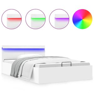 vidaXL Cadre de lit &agrave; rangement hydraulique sans matelas avec LED