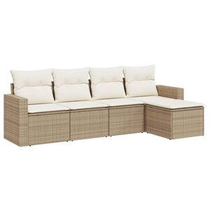 vidaXL Salon de jardin avec coussins 5 pcs beige r&eacute;sine tress&eacute;e