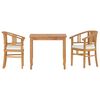 vidaXL Ensemble &agrave; manger de jardin 3 pcs Bois de teck massif