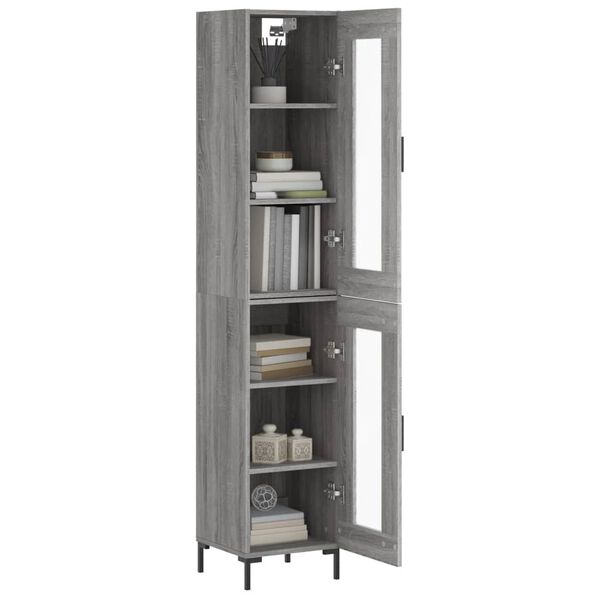 vidaXL Buffet haut Sonoma gris 34,5x34x180 cm Bois d'ing&eacute;nierie