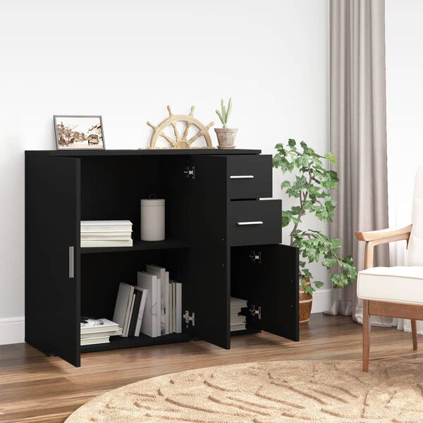 vidaXL Buffet Noir 91x29,5x75 cm Bois d'ingénierie