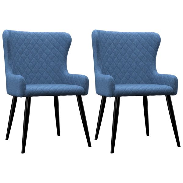 vidaXL Chaises &agrave; manger lot de 2 bleu tissu