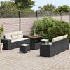 vidaXL Ensemble de canap&eacute; de jardin 9 pcs Noir et Cr&egrave;me Poly Rattan