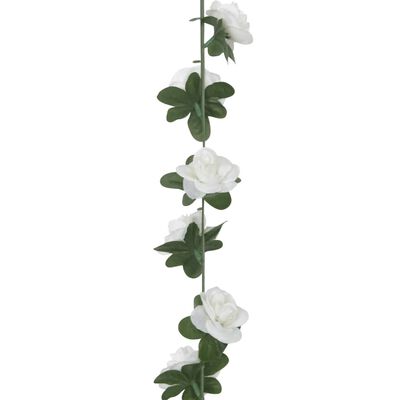 vidaXL Guirlandes de fleurs artificielles 6 pcs blanc 240 cm
