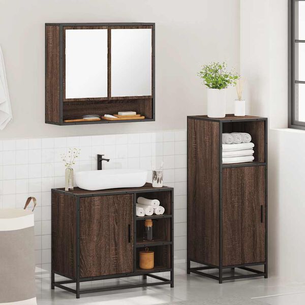 vidaXL Ensemble de meubles de salle de bain 3 pcs Ch&ecirc;ne marron