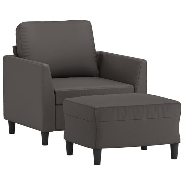 vidaXL Fauteuil avec repose-pied Gris 60 cm Similicuir