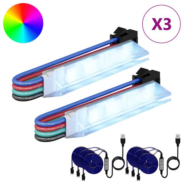 vidaXL Bande LED 4 pcs Noir et Multicolore 150 cm Cuivre et plastique