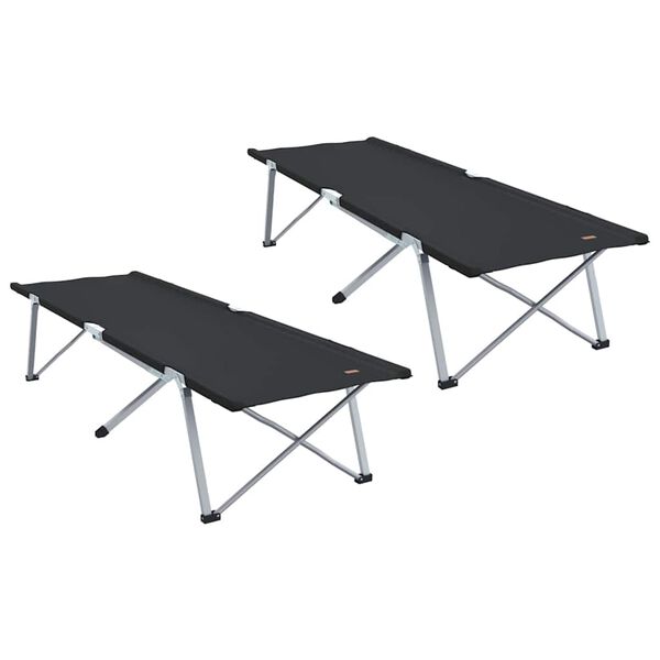 vidaXL Lit de camping pliant 2 pcs Noir 194 x 62,5 x 42,5 cm