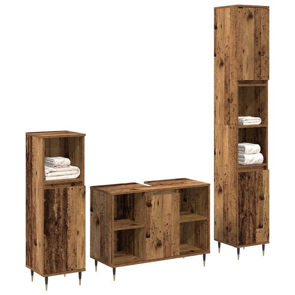 vidaXL Ensemble de Meubles de Salle de Bain Autre 3 pcs Bois Ancien
