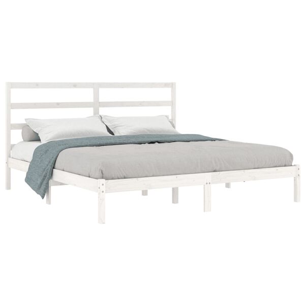 vidaXL Cadre de lit sans matelas blanc 200x200 cm bois massif de pin