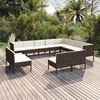 vidaXL Salon de jardin 12 pcs avec coussins Résine tressée Marron