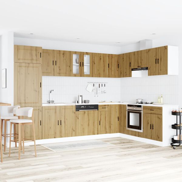 vidaXL Meuble sous &eacute;vier Porto 2 pcs Marron Bois d'ing&eacute;nierie