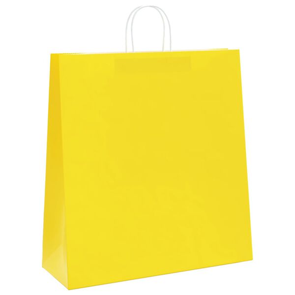 vidaXL Sacs en papier 250 pcs avec poign&eacute;es jaune 45x17x48 cm