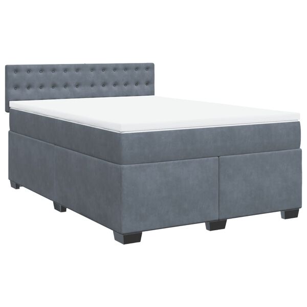 vidaXL Sommier &agrave; lattes de lit et matelas Gris fonc&eacute; 140x190cm Velours