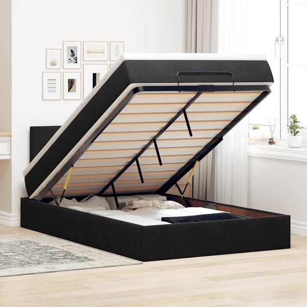 vidaXL Lit ottoman avec matelas et LED noir 120x190 cm velours