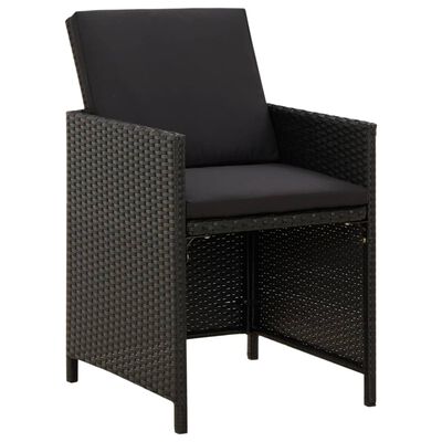 vidaXL Ensemble à dîner de jardin avec coussins 5 pcs poly rotin noir