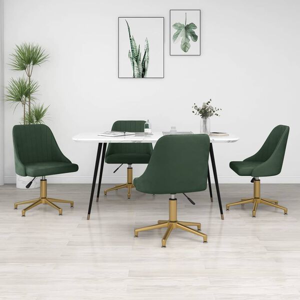 vidaXL Chaises pivotantes &agrave; manger lot de 4 vert fonc&eacute; velours