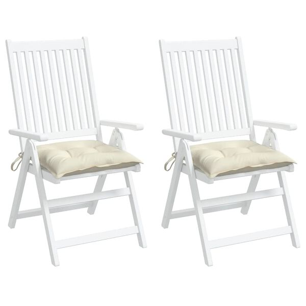 vidaXL Coussins de chaise lot de 2 blanc cr&egrave;me 50x50x7 cm tissu oxford