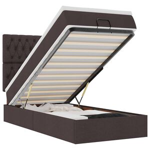 vidaXL Lit ottoman avec matelas et LED marron fonc&eacute; 90x200 cm tissu