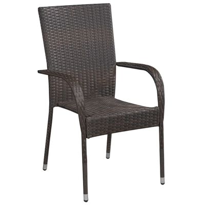 vidaXL Ensemble à manger de jardin 7 pcs Marron et noir