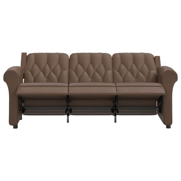 vidaXL Fauteuil de massage inclinable 3 places marron brillant