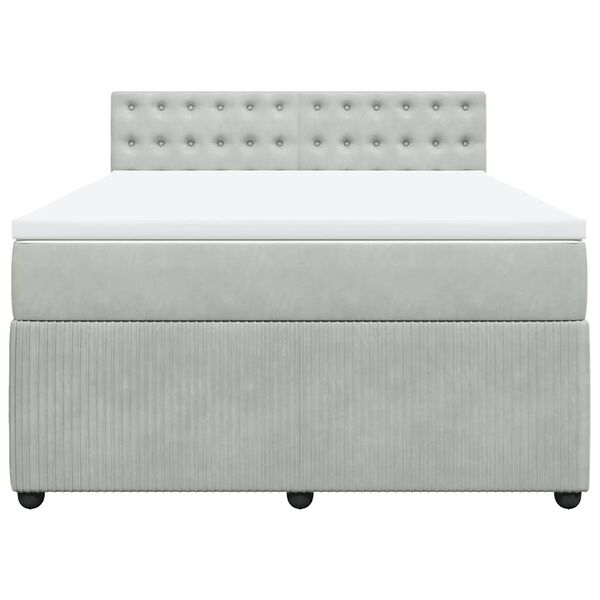 vidaXL Sommier &agrave; lattes de lit et matelas Gris clair 160x200cm Velours