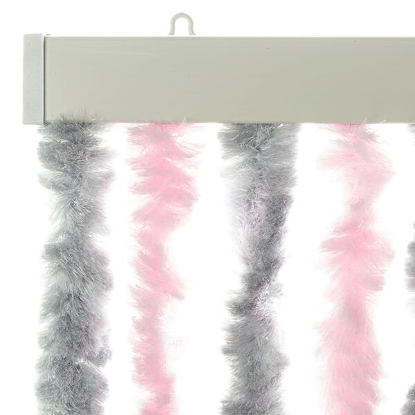 vidaXL Rideau anti-mouches gris argent&eacute; et rose 100x230 cm chenille