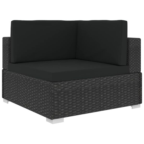 vidaXL Salon de jardin 3 pcs avec coussins résine tressée noir