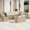 vidaXL Salon de jardin avec coussins 13 pcs beige r&eacute;sine tress&eacute;e