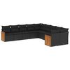 vidaXL Salon de jardin 10 pcs avec coussins noir r&eacute;sine tress&eacute;e