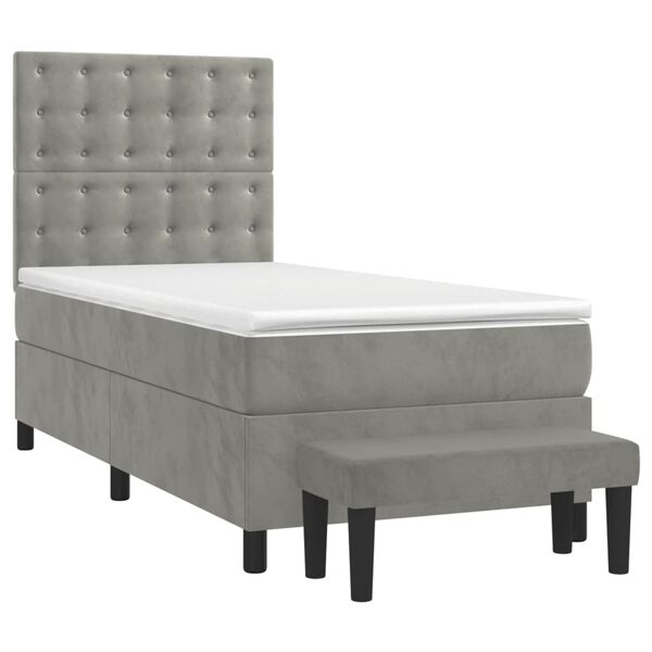 vidaXL Sommier &agrave; lattes de lit et matelas Gris clair 80x200 cm Velours