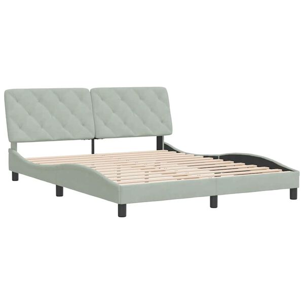 vidaXL Cadre de lit sans matelas gris clair 160x200 cm velours