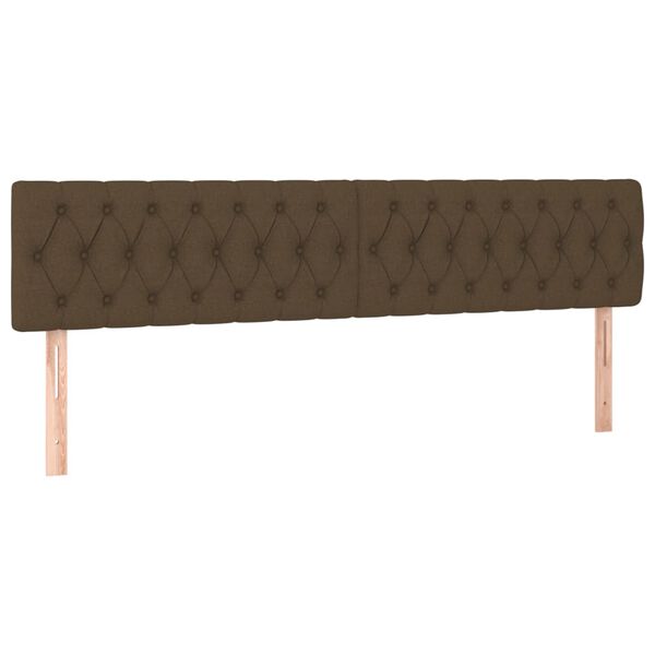 vidaXL T&ecirc;tes de lit Marron fonc&eacute; 180 x 7 x 78/88 cm Tissu