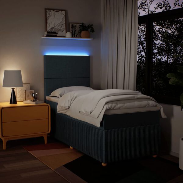 vidaXL Sommier &agrave; lattes de lit avec matelas Bleu 90x190 cm Tissu