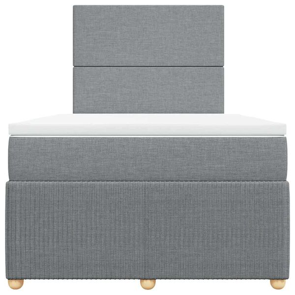 vidaXL Sommier &agrave; lattes de lit et matelas gris clair 120x190 cm tissu
