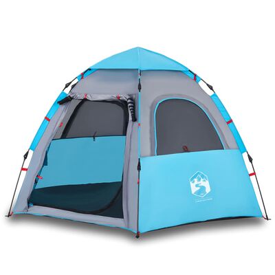 vidaXL Tente de camping cabine 4 personnes bleu libération rapide