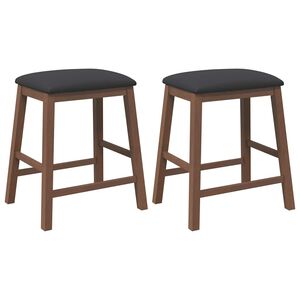 vidaXL chaises de bar avec coussins 2 pcs marron bois massif d'h&eacute;v&eacute;a