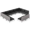 vidaXL Salon de jardin 11 pcs avec coussins R&eacute;sine tress&eacute;e Gris fonc&eacute;